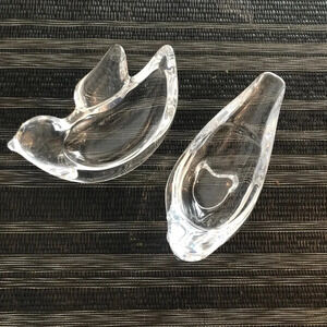 PAIR FRENCH Vintage Cristalleries de Vannes-le-Châtel Crystal Bird Trinket Bowls